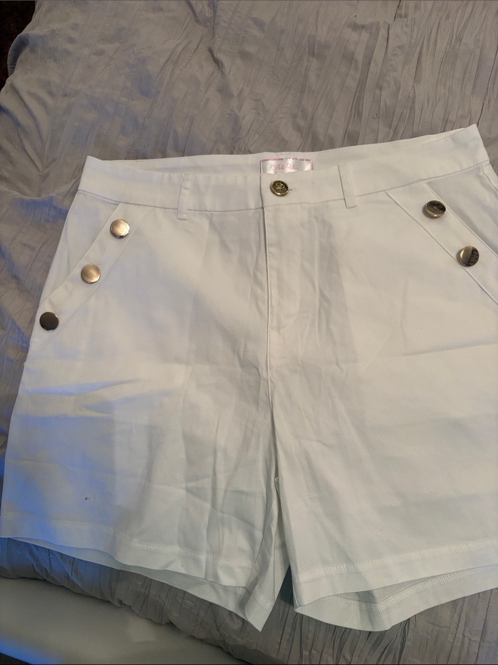 Women’s White Button-Accent Bermuda Shorts